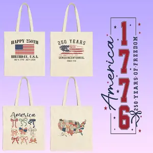 250th Anniversary America Tote Bag, USA 250th Canvas Bag, Semiquincentennial Gift, 1776-2026 Patriotic Eagle Bag, 4th of July 2026