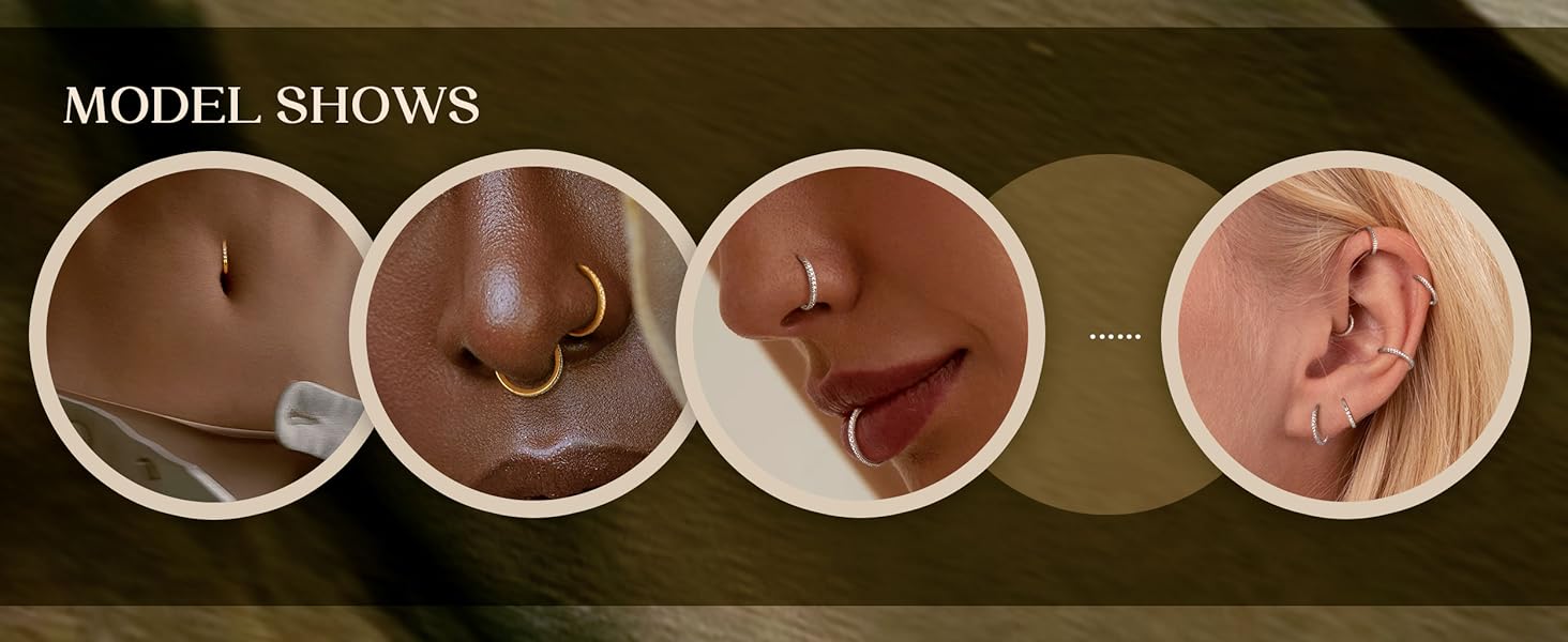 FASACCO 16G 18G Cartilage Earrings Hoop 316L Surgical Steel Tragus Earrings Hinged Rook Helix Cartilage Daith Helix Conch Tragus Piercing Jewelry FallFreshness