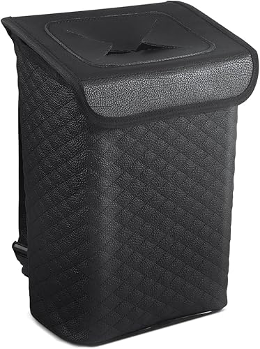 Tsumbay 2 Gallon Car Trash Can with Lid - Leakproof PU Leather Auto Garbage Bin, Removable Waterproof Liner, Hanging Car Trash Can for SUV, Truck, Travel, Camping Accessories Tsumbay 2 Gallon Car Trash Can with Lid - Leakproof PU Leather Auto Garbage Bin, Removable Waterproof Liner, Hanging Car Trash Can for SUV, Truck, Travel, Camping Accessories