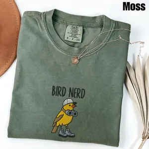 Embroidered Bird Nerd Comfort Colors  T-Shirt, Funny Bird Watcher Shirt, Bird Lover Gift Tee, Twitcher Nature Shirt, Backyard Bird Tee graphic