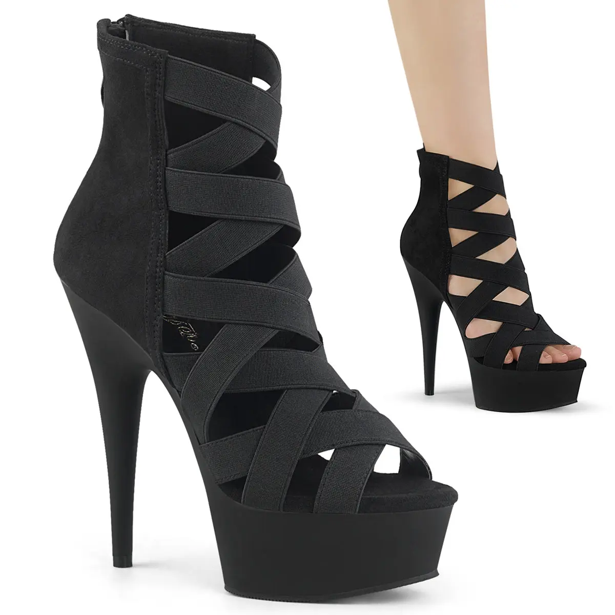 Pleaser Delight-600-24 Women's Elegant Strapy High Heel Sandals with Platform Sole, Back Strap, Pleaser Heels, Statement Shoes, Sandals Women