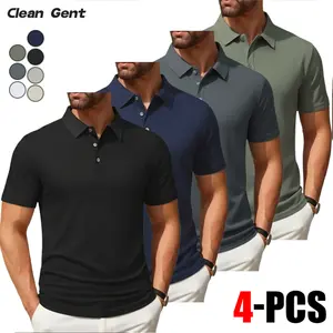 Clean Gent Men’s Polo Shirt Set, 4-piece set featuring a quick-dry short-sleeve T-shirt and moisture-wicking polo shirts for summer casual sports. Suitable for work, golf, travel, and everyday wear. Soft and breathable, with a classic polo collar.