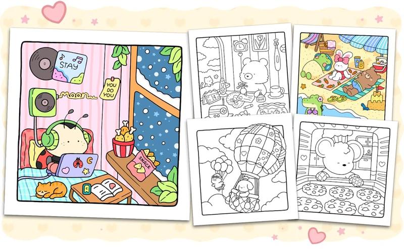 Cozy Friends Coloring Book - Cute and Comfy Design for Adults and Teens Featuring Super Cute Animal Characters and Simple Designs for Relaxation