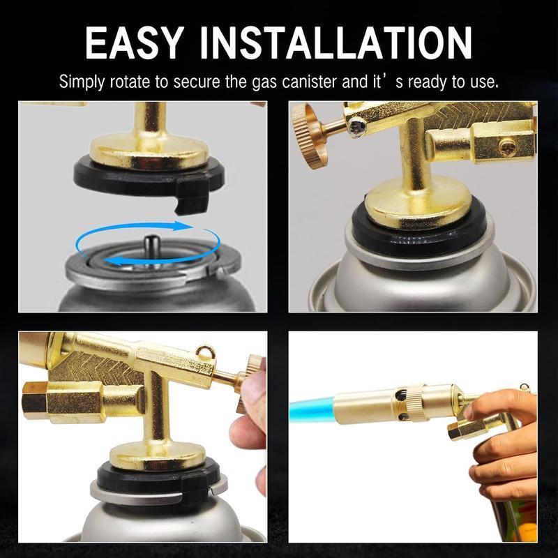 Adjustable Flame Handheld - Copper Alloy Butane Torch Head for Culinary, BBQ, Baking, Cooking, Creme, Soldering