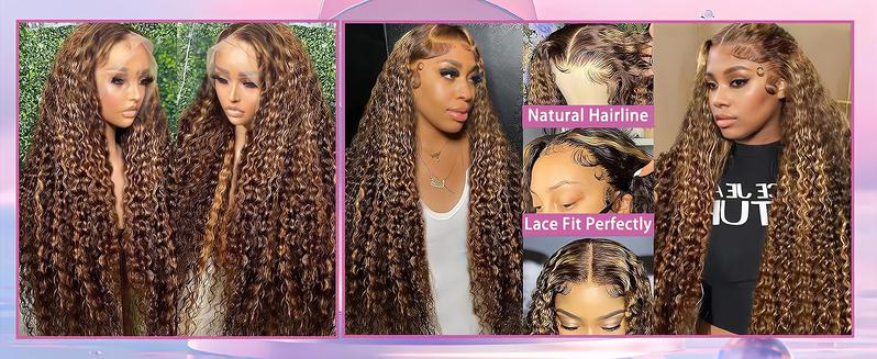 Highlight Ombre Lace Front Wig Human Hair 13x6 HD Honey Blonde 4/27 Deep Wave Lace Frontal Wigs Glueless Wigs Human Hair