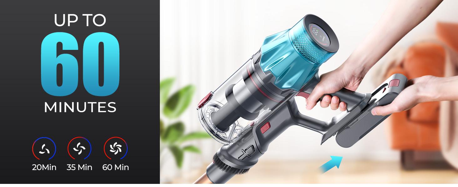 [Self-Standing] Honiture X7,550W/45Kpa, 60Mins Runtime, Touch Screen, Anti-Tangle, Charging Station,New Model Cordless Vacuum Cleaner Home Appliances