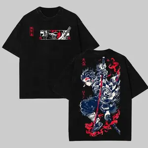 Tanjiro Kamado Water Breathing shirt, Demon Slayer t-shirt, Menswear Anime Double Printed Oversize Lightweight Acid Washed Tee, Gift For Anime Merch