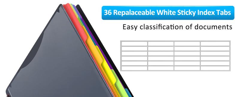 12 Pocket Plastic Folders with Pockets  Multi Pocket Folder Binder with Dividers Office Organizer Folder Letter Size School Supplies Stay Organized Stay Corner Zipper PVC Pocket