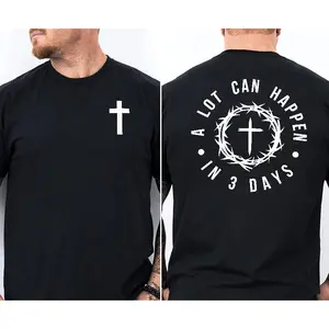 Christian Cross & Crown of Thorns T-Shirt, "3 Days" Religious Resurrection Tee