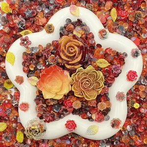 Dragon's Fire -  Nail Art & Resin Rose Charm Mix with Rhinestones, for DIY Nail Design, Resin Crafts & Deco Projects