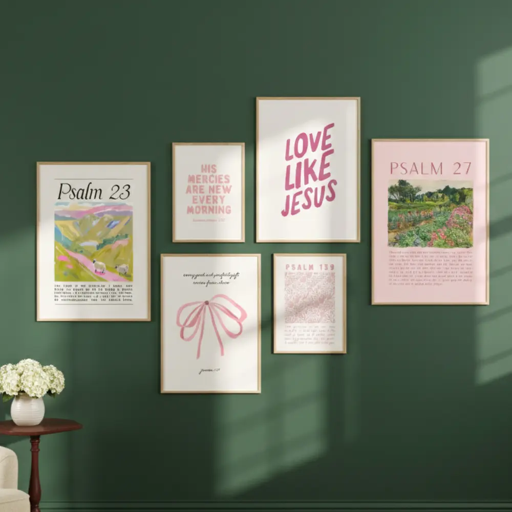 Pink Christian Wall Art Bundle – Bible Verse Printable Posters, Cute ...