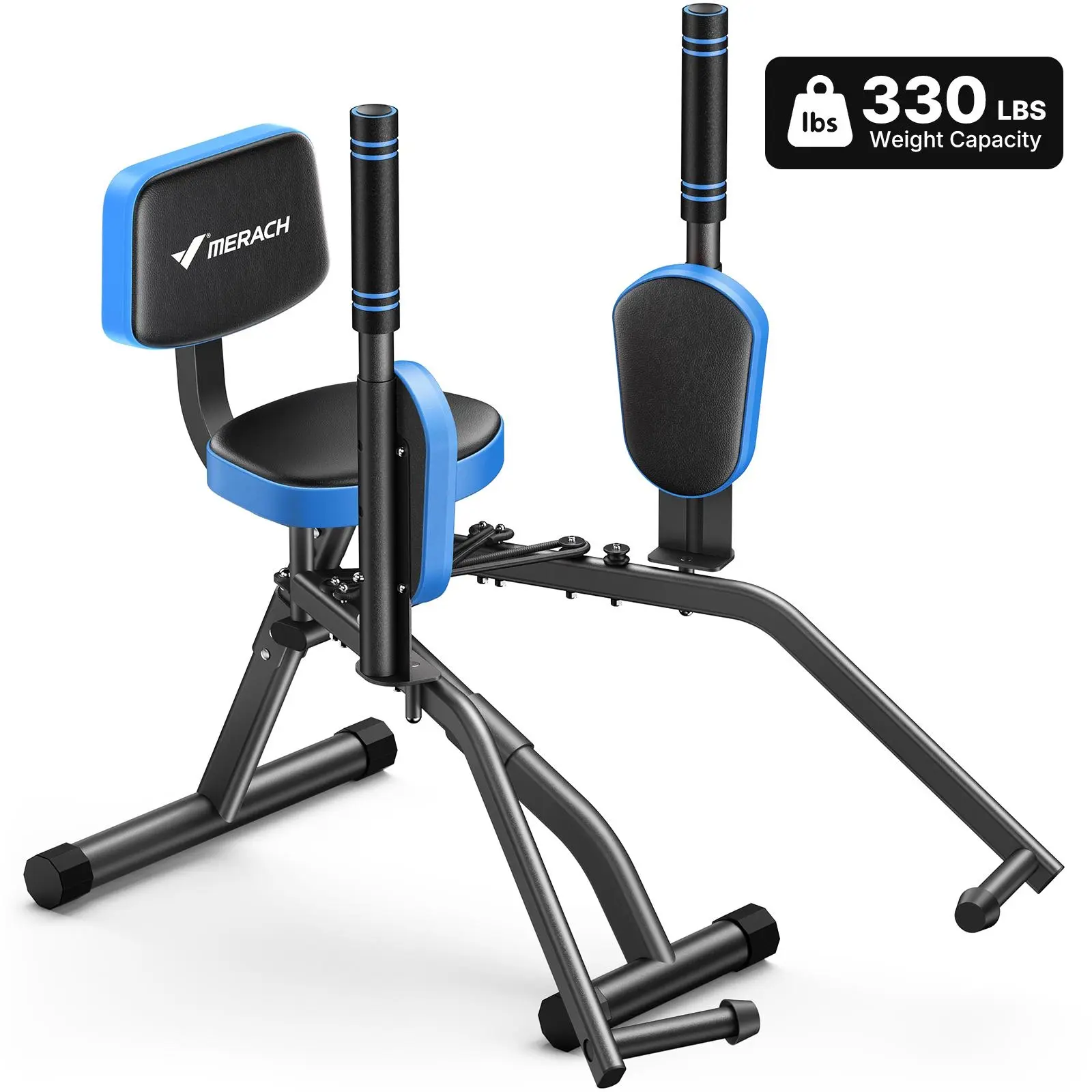 Merach Hip Abductor Machine, Adjustable Glute Trainer & Upper Back Exerciser, 330lbs Weight Capacity, Thigh Workout Equipment for Hip Sculpting & Butt Lifting, Design for Home Gym Fitness Training BackToSchool