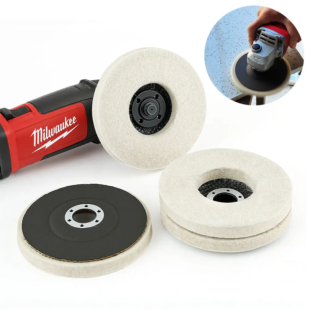 LOZLIN 1PCS/3PCS 5" Wool Polishing Wheels for Metal Glass Stone Ceramics Safecy Durable Efficient Design, Angle Grinder Tools
