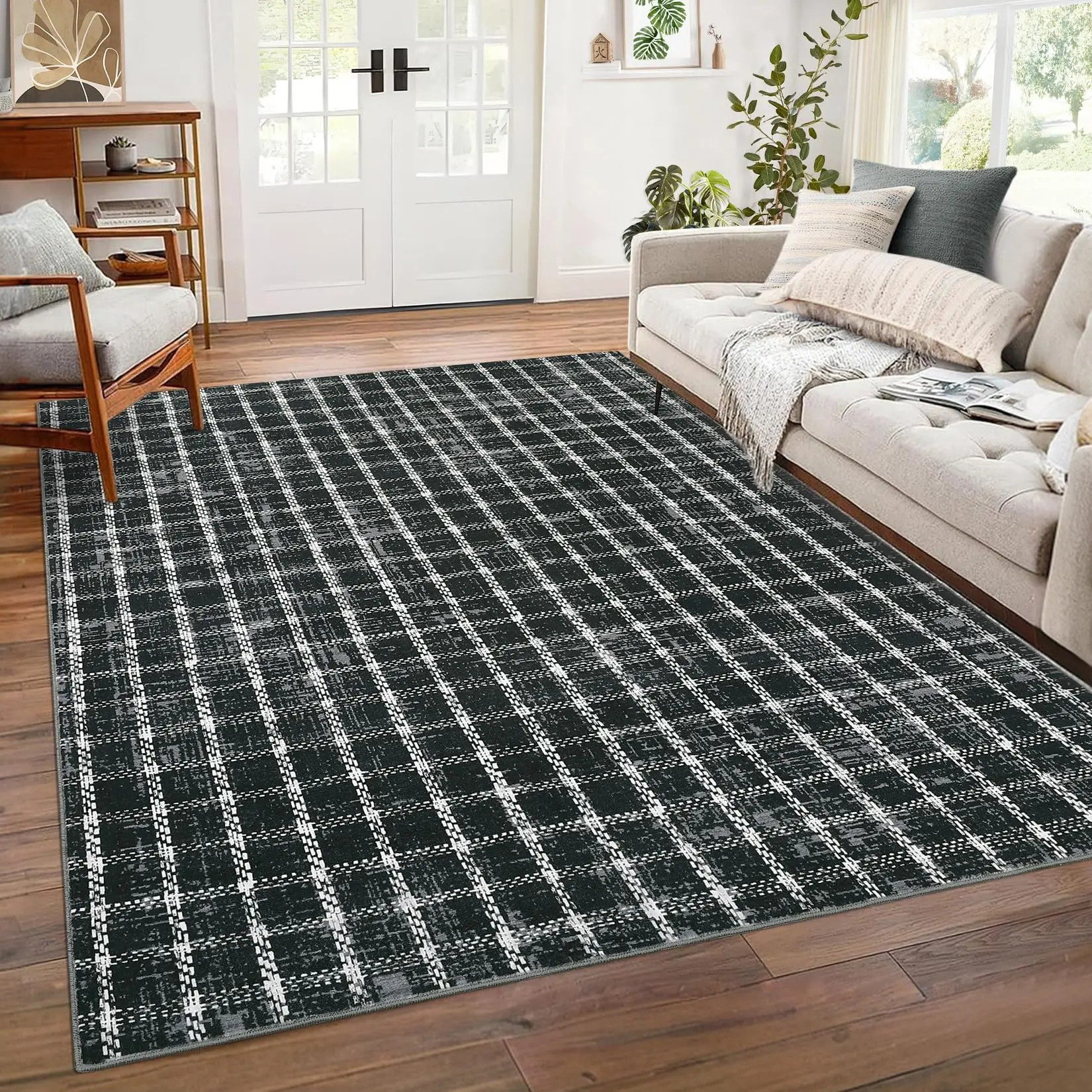 Polyester Faux Cashmere Washable Area Rug - Contemporary Decorative, Durable Home Decor, Modern Revival Decorative Pattern for Home, Office, Contemporary Decorative Rug