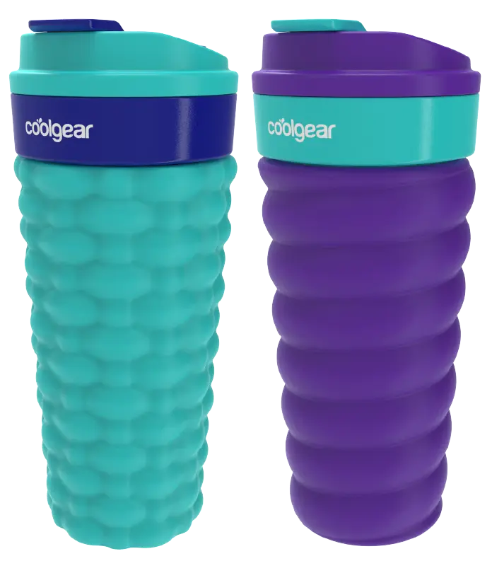 COOL GEAR 2-Pack 20oz Go Grip Coffee Mug, Texture Reusable Travel Cup, BPA-Free Lid, Comfortable Non-Slip Grip, Easy Sipping Design for  Beverages On the Go
