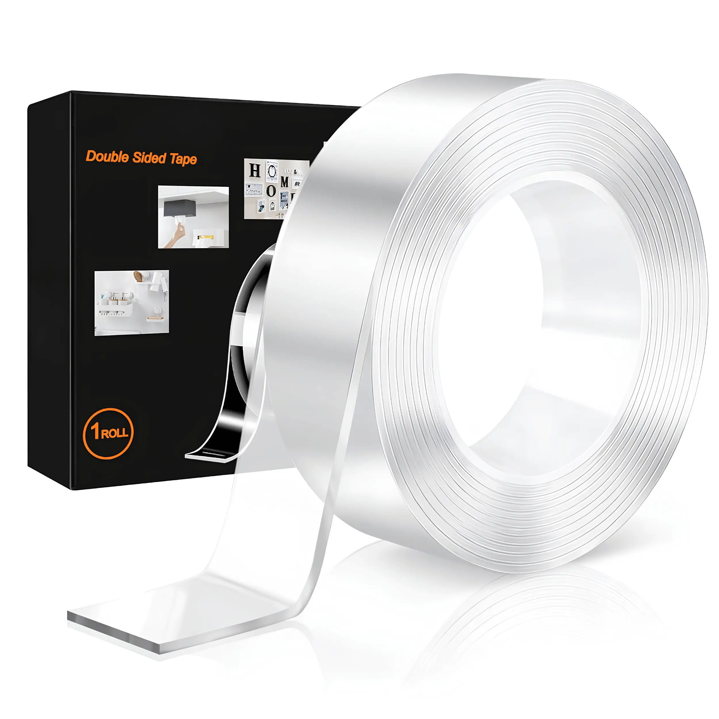 Heavy Duty Double Sided Mounting Tape 1.18 Inch x 10 FT Clear Removable Adhesive Tape, No Residue Wall Tape for Picture Frames, Home Décor, Posters, Crafts, Office, Indoor & Outdoor Mounting