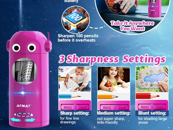 【Valentines Gift for Teachers】AFMAT Robot Electric Pencil Sharpener for Colored Pencils, Fully Automatic, Rechargeable, No-Touch Design, 7-11.5mm, Ideal for Home & Classroom
