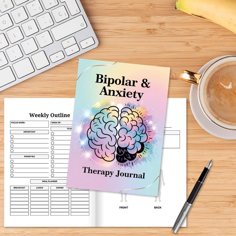 Bipolar & Anxiety Therapy Journal Mental Health Planner Self Recovery Diary Daily Emotional Support Log Soft Cover Wellness Notebook for Mindfulness Healing Gift Idea