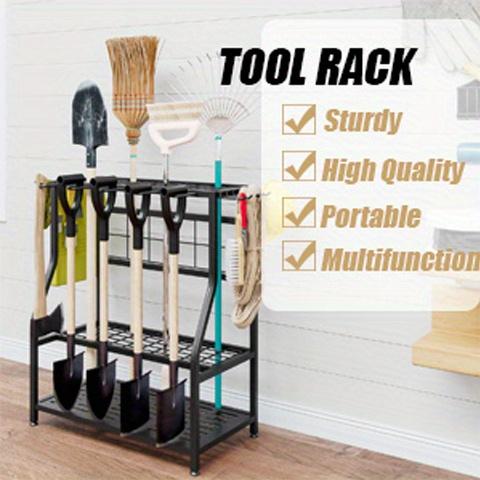 Garden Tool Organizer Holder Heavy Duty Steel Rack Up to 60 Long Handled Tools for Garage Shed Outdoor Garden Yard, Standing Shelf