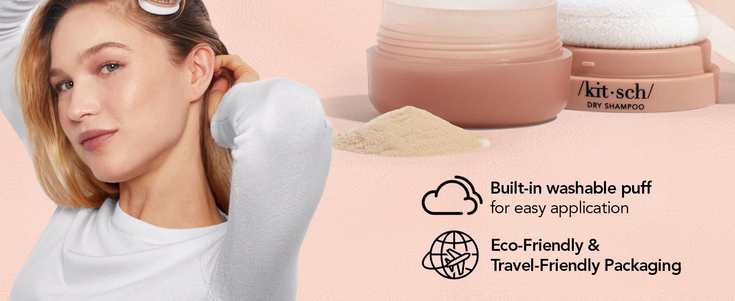 Kitsch Dry Shampoo Powder with Rice Protein for Women & Men - Volumizing, Unscented, No White Cast, Organic, Paraben Free, for Oily & Light Hair - 8g