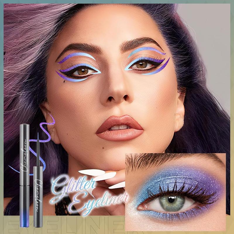 Liquid Eyeliner,Waterproof Eyeliner,6 Colors Chameleon Glitter Eyeliner Liquid Liner Set,Metallic Shades Multichrome Eyeliner Pen,24H Long-Lasting Anti-Smudge Eye Makeup Gifts for Girl