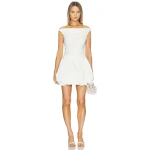 SIMKHAI Salina Cotton Bubble Mini Dress in White