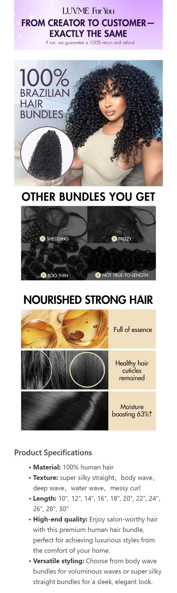 3Pcs Messy Curl 100% Virgin Human Hair Bundles