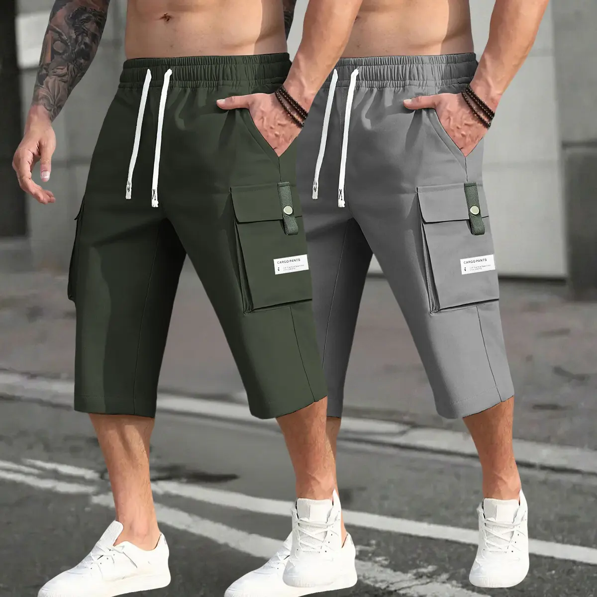 Military green + gray