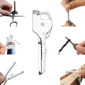 DABATR 6-in-1 Stainless Steel Keychain Multi Tool – Bottle Opener, Mini Ruler, Flat & Phillips Screwdriver, Rope Cutter, EDC Pocket Tool