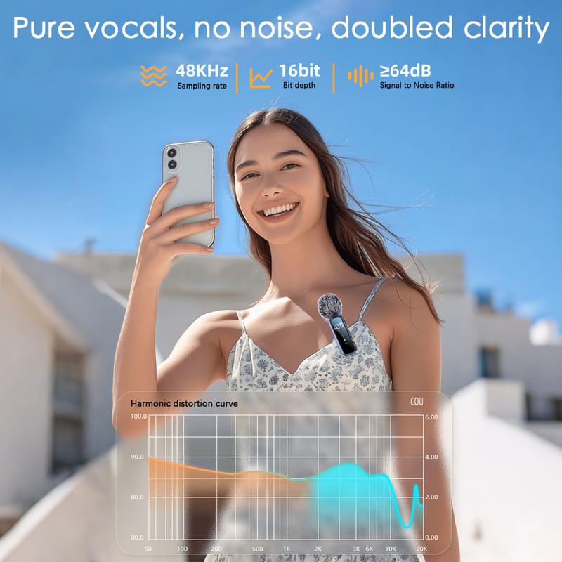 HITOZON Studio Sound Wireless Lavalier Microphone for iPhone Android Intelligent Noise Cancelling Plug Play Lapel Mic for Tiktok Youtube Video Recording Vlog Live Streaming Audio Compact Pure Audio Experience
