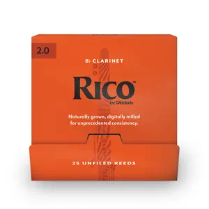 Rico by D'Addario Bb Clarinet Reeds Size 2.0, 25-Count Single Reeds