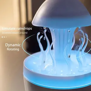 Rotating raindrop aromatherapy machine household colorful night light desktop mushroom water grass air humidifier with remote control diffuser