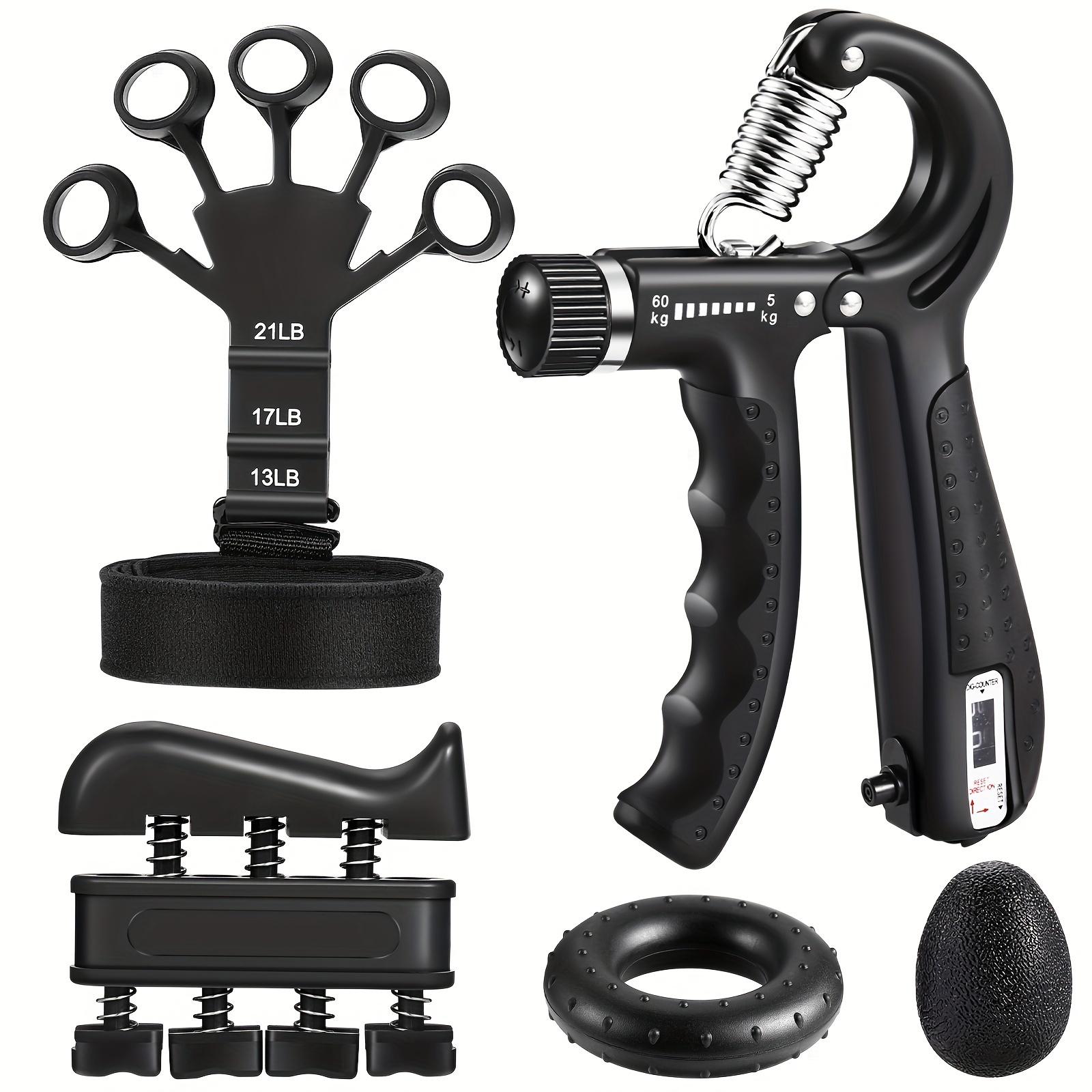 Grip Strength Trainer(5pcs) - Adjustable Forearm Strengthener, Finger Exerciser, Finger Stretcher, Forearm Workout Ring And Hand Exercise Ball - Grip Strengthener And Extensor Trainer for Any Sizes Hand & Finger