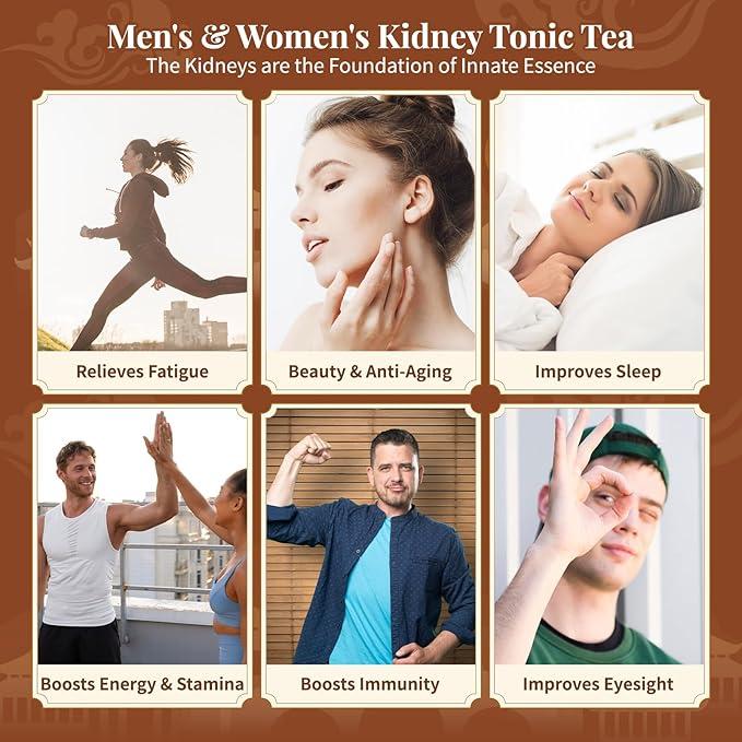 Kidney Tea Formula Ginseng Five Treasure Tea, Organic Health Tea Traditional Kidney Care Herbal Tea for Women & Men,  Natural Kidney Cleanse Tea Beverage