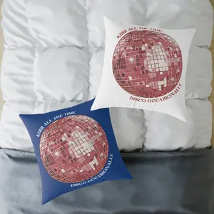 [Pillow Cover ONLY] Kiss All The Time Disco Occasionally Disco Ball Pillow Cover, Retro Music Aesthetic Throw Pillow, Funny Home Decor Cushion