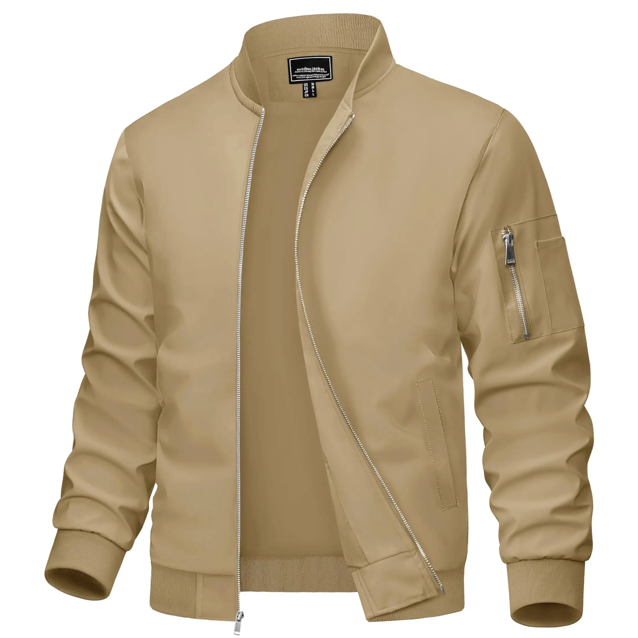 MAGCOMSEN Men's Casual Bomber Jacket, Lightweight Streetwear Polyester Windbreaker with 5 Pockets for Spring Fall, Tops, Menswear, Zippers