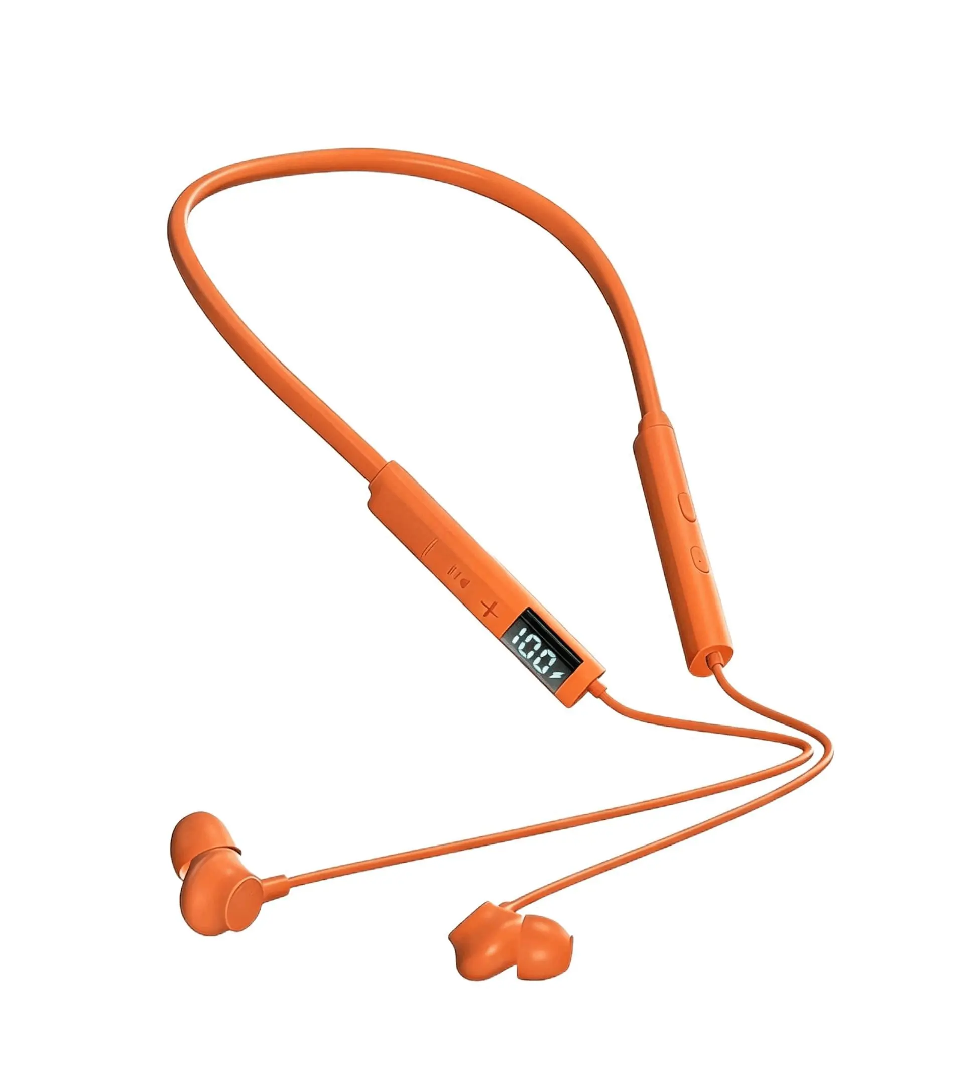 Latest Upgraded Version Orange Neckband Wireless Headphones, Sweatproof Flexible Neckband, 42H Battery, Type-C Fast Charge, Conversation Boost & Adaptive EQ, LED Power Display, Applicable to Apple & Android, Perfect Christmas Gift for Him,Noise