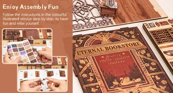 CUTEBEE Eternal Bookstore Black Friday DIY Book Nook Kit - Miniature Dollhouse with LED Light, Classic Design, Perfect for Adults & Teens, Ideal Gift for Family & Friends