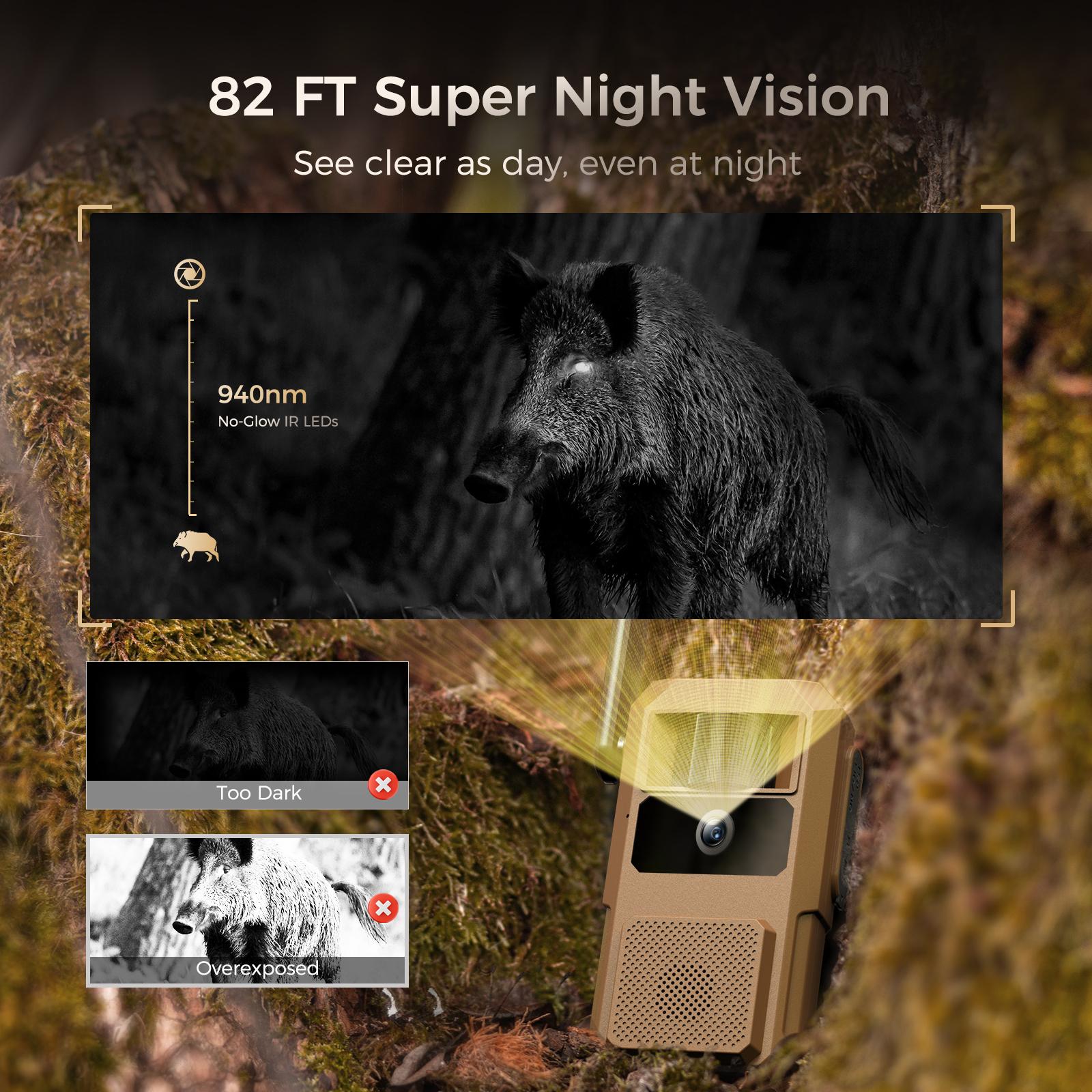 Solar-Powered 4G LTE Trail Camera – 48MP Image 2.7K Live View, Not Support WiFi/Wires, Remote App, Waterproof, Motion Activated,Night Vision, Includes 4G Data Card (Data Refill Required)