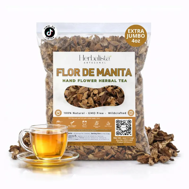 Flor de Manita Herbal Tea (Hand Flower) – Premium Loose Leaf Botanical Infusion – 4 oz (113 g) Traditional Mexican Herb – 100% Natural, Vegan, Non-GMO, Caffeine-Free