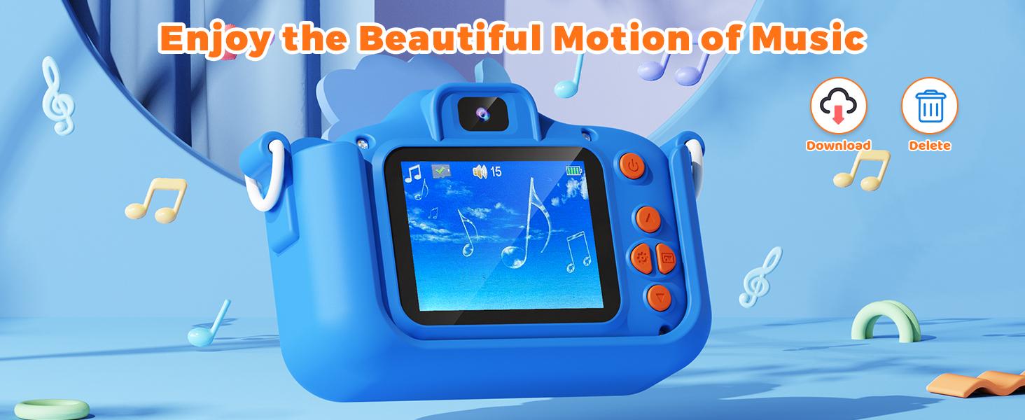 KOKODI Dinosaur Fun Camera Toy for Kids 1080P Dual Camera 32GB SD Card Selfie Photos Puzzle Games MP3 Music Player with 28 Cartoon Stickers & 6 Filters Ideal Christmas Birthday Gift Protective