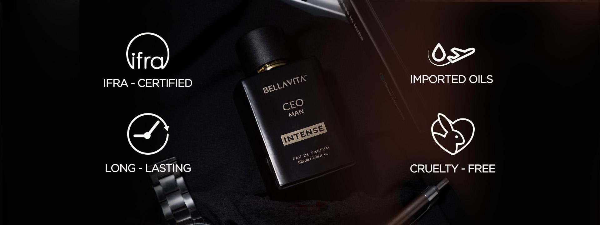 BellaVita Luxury's CEO Man Intense |  EDP | Lavender, Carnation & Patchouli | Long Lasting | 18% Perfume Oil Concentration | 3.38 Fl.oz
