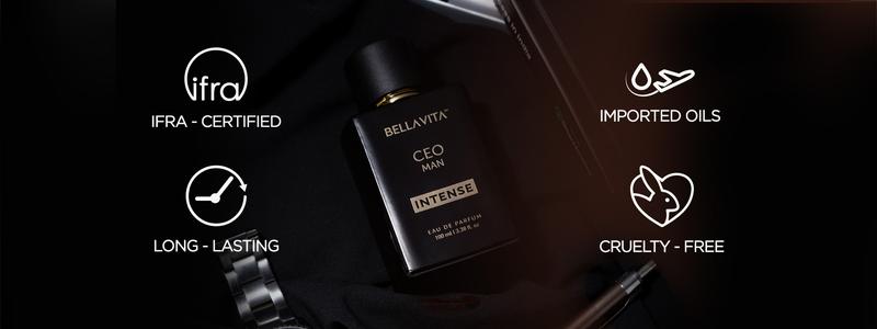BellaVita Luxury's CEO Man Intense |  EDP | Lavender, Carnation & Patchouli | Long Lasting | 18% Perfume Oil Concentration | 3.38 Fl.oz