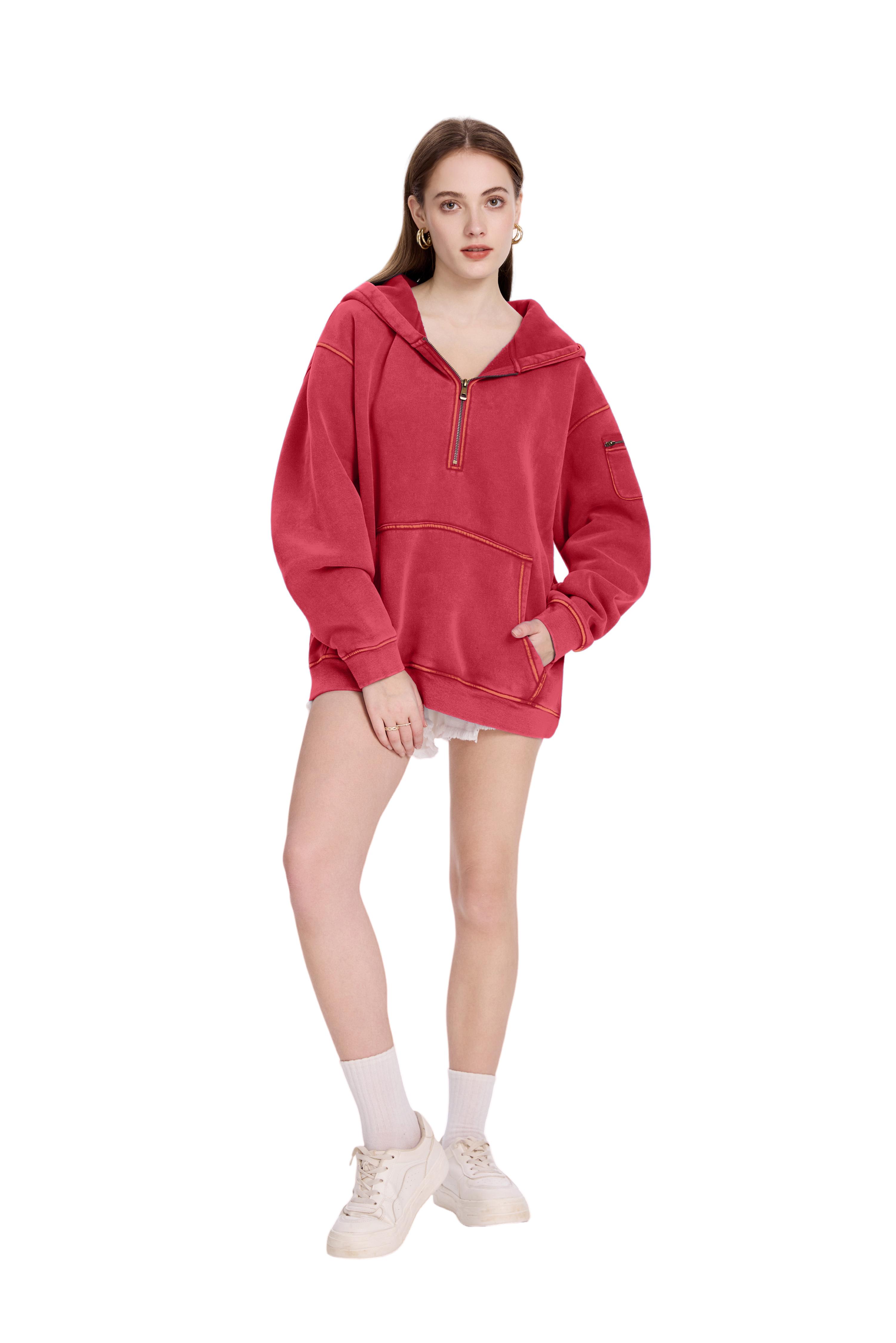 FAIABLE Unisex Hoodies Fleece Fall Fashion Outfits Half Zip Sweatshirts Winter Jackets Oversized Pullover Tops Clothes