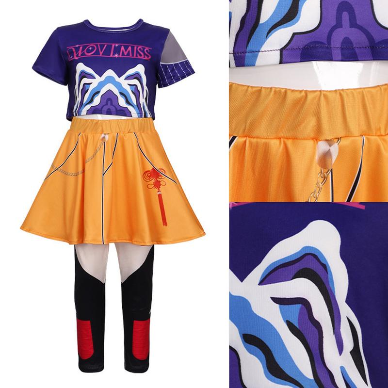 Kpop Demon Hunters Costume Rumi, Halloween Party, K-Pop Demon Hunters Costume Rumi Mira Zoey Outfit Cosplay Accessories, K-Pop Girls Cool Short Sleeve Crop Top Skirt Set, Mira Role Play Costume