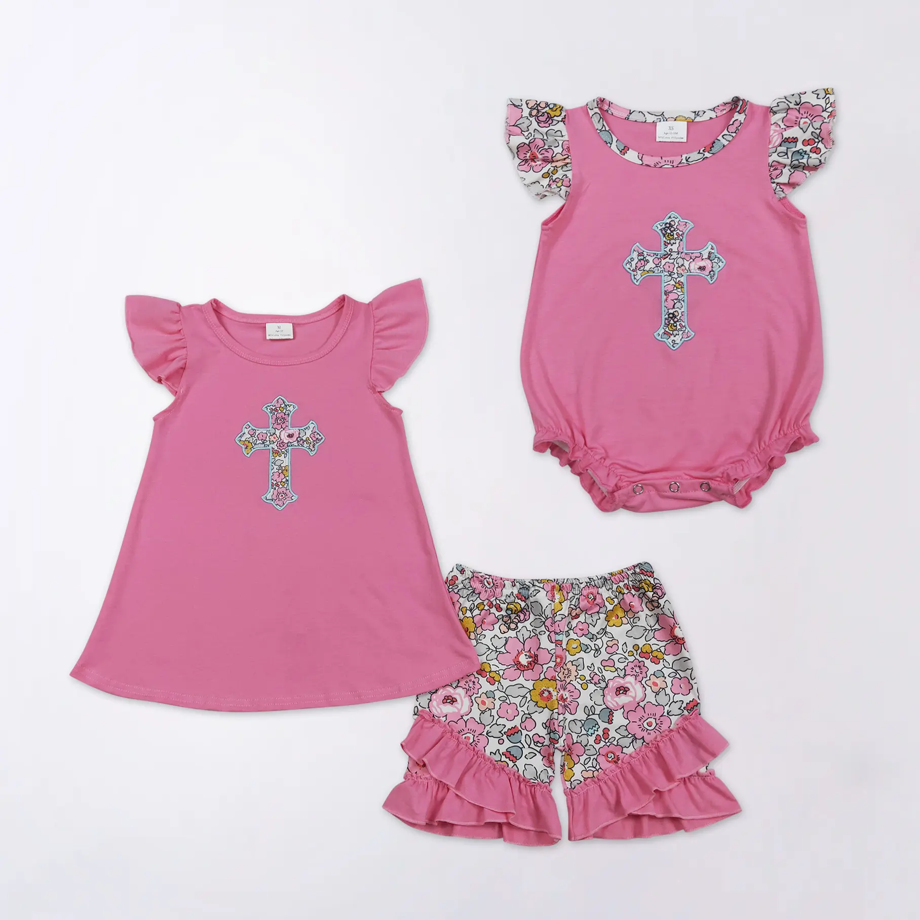 Girls' Fashion Clothing Set for Easter, 2-Piece Embroidered Bunny Outfit with Cute Gingham Bell Bottom Pants for Toddlers, Fashion Clothes Set