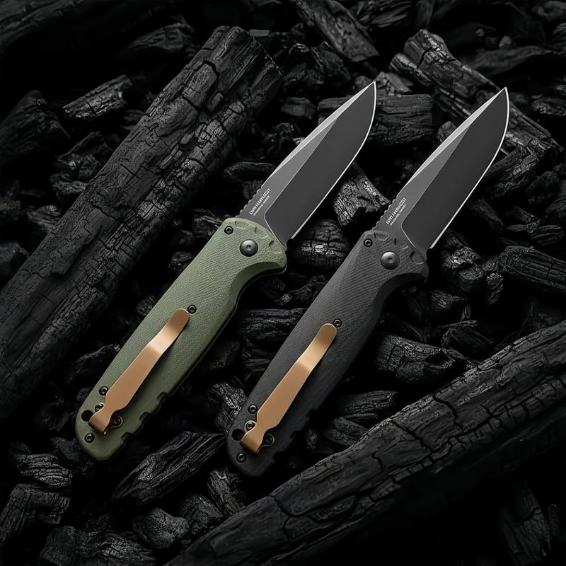 Utility Button Lock Folding Knife D2 Battlewash Blade G10 Handle Multifunctional Cutlery Tool for Outdoor Fishing Camping EDC