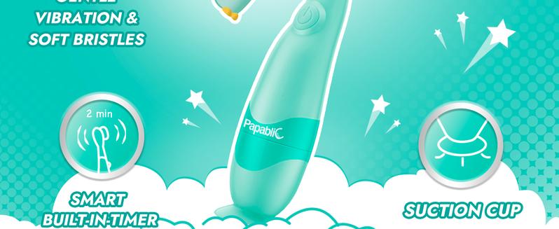 Papablic Jo Toddler Sonic Toothbrush 1-3Y with Smart LED Timer & Dino Cover 2 Brush Heads Last Stock Oral Care Tools for Kids