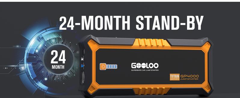 GOOLOO GP4000 4000A Car Jump Starter Peak Current, SuperSafe 12V Lithium, Portable with USB Quick Charge GOOLOO GP4000 4000A Car Jump Starter Peak Current, SuperSafe 12V Lithium, Portable with USB Quick Charge