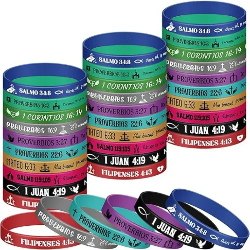 Silicone Bracelets for Women & Men, 10/20pcs Inspirational Christian Bible Verse Wristband Set, Durable Faith Jewelry Gift, Rubber Bracelets, Bracelet Wristband
